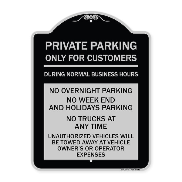 Signmission Only for Customers During Normal Business Hours No Overnight Parking No Trucks at Any, BS-1824-23519 A-DES-BS-1824-23519 - main